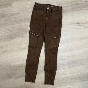 WHBM Brown Zipper Skinny Jeans
